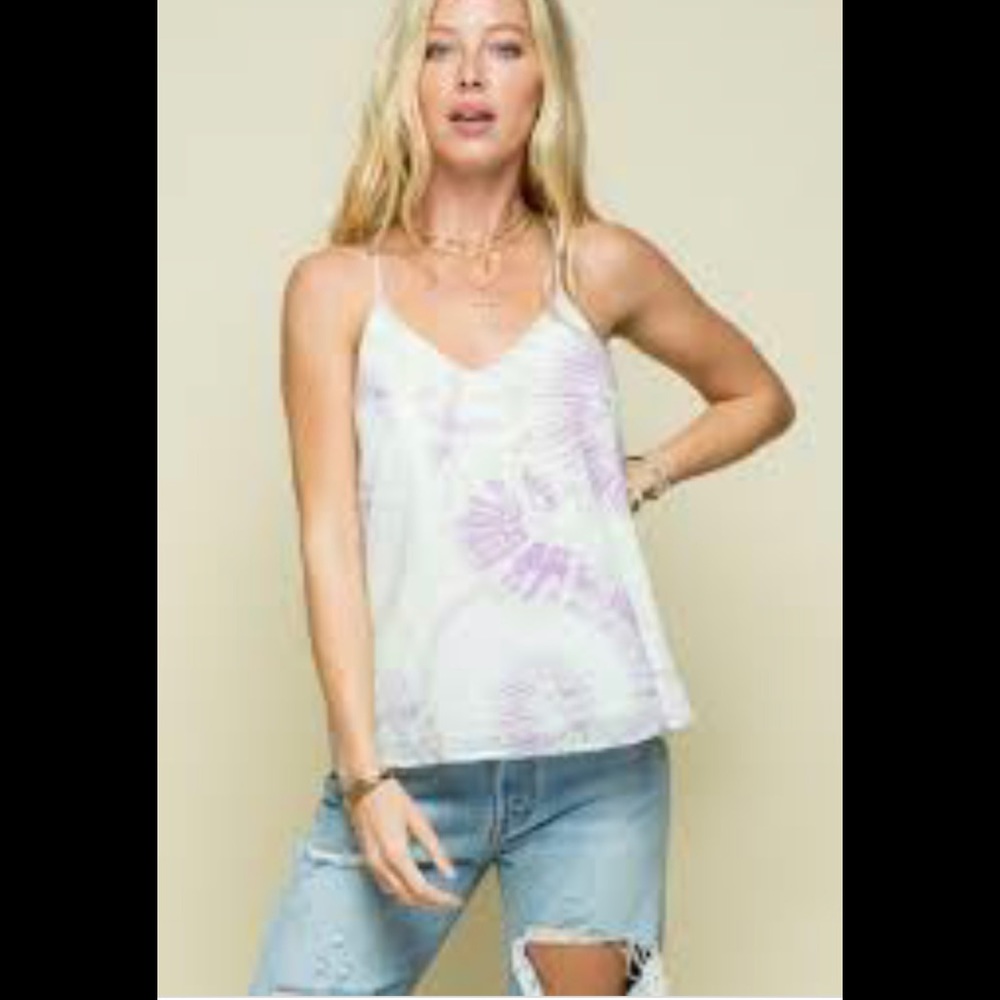 Purple & green tie dye tank